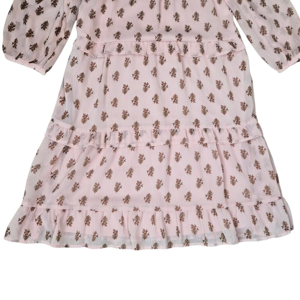 Wonder Nation Girls Chiffon Peasant Dress Size L 10-12 Elbow Length Sleeve Pink - Picture 8 of 10